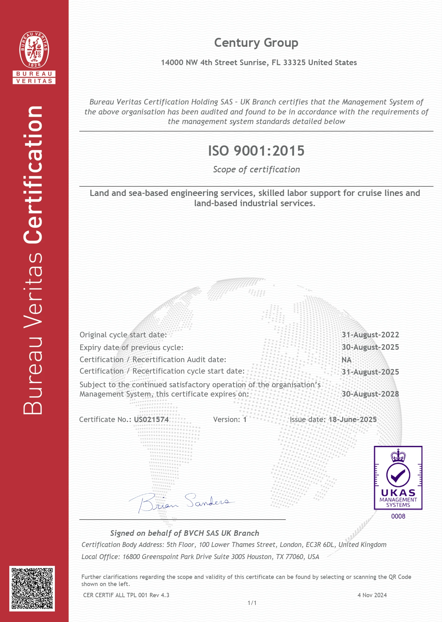 Bureau Veritas certification
